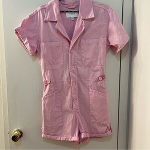 Pistola Pink Short Sleeve Denim Romper Size Medium